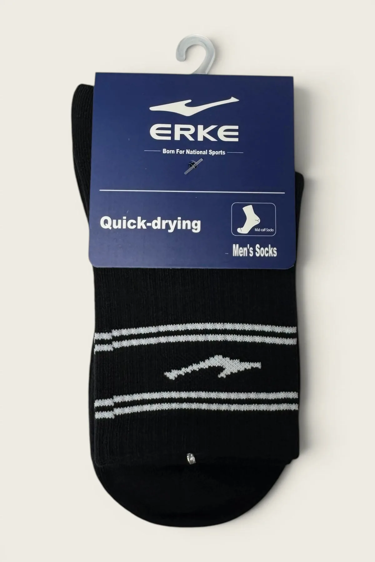 ERKE Cotton 11326212017-003 Men Flat Mid Socks -